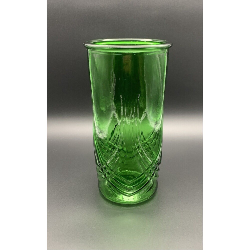 Hoosier Glass EMERALD GREEN VASE 9.75" tall Art Deco Style Vintage